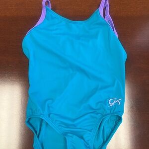 GK Blue Leotard with Purple Trim
